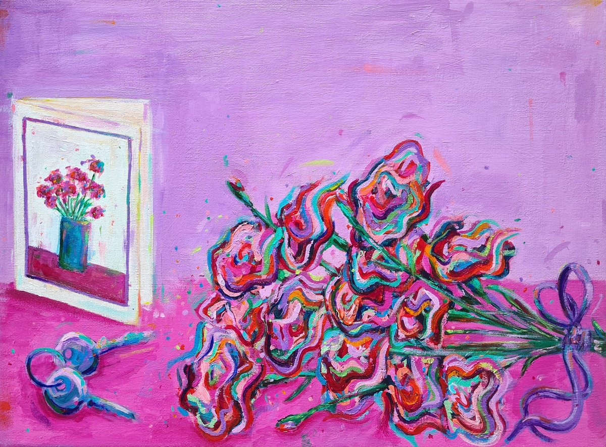 Impressionistic Still Life Acrylic Painting By Dawn Underwood, 16 X 12, New Home, Original Artwork