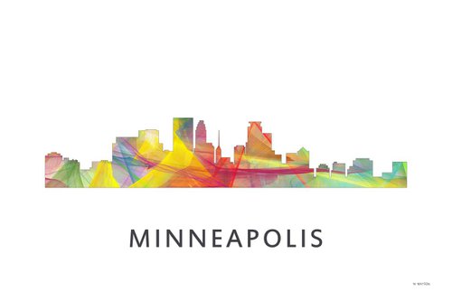 Minneapolis Minnesota Skyline WB1 by Marlene Watson