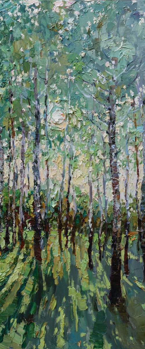 Summer Birch Trees Original oil painting FREE SHIPPING by Anastasiia Valiulina