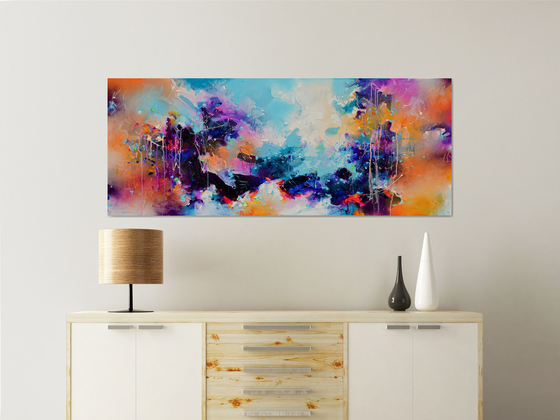 Fresh Moods 88 - 150x60 cm Large Abstract Pallet Knife Colourful Painting
