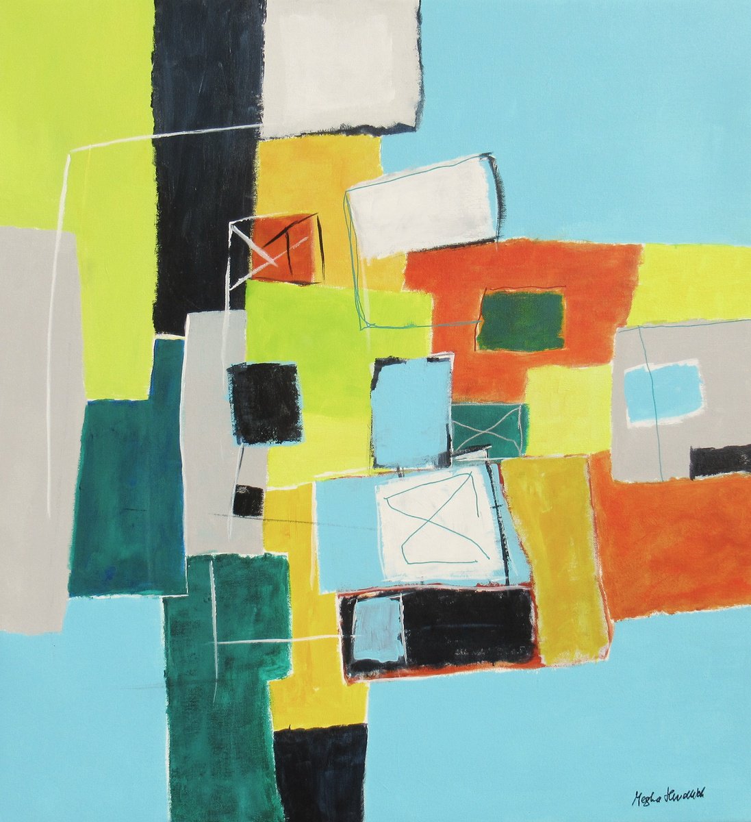 Abstract Acrylic Painting By Megha Hendrick., 26 X 28", Access 2,, Original Artwork