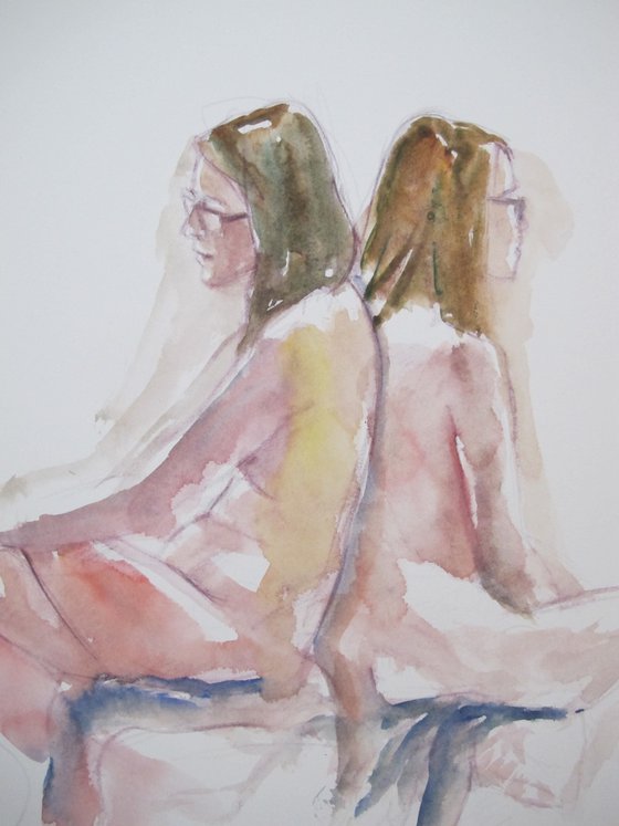 Seated female nude 2 poses