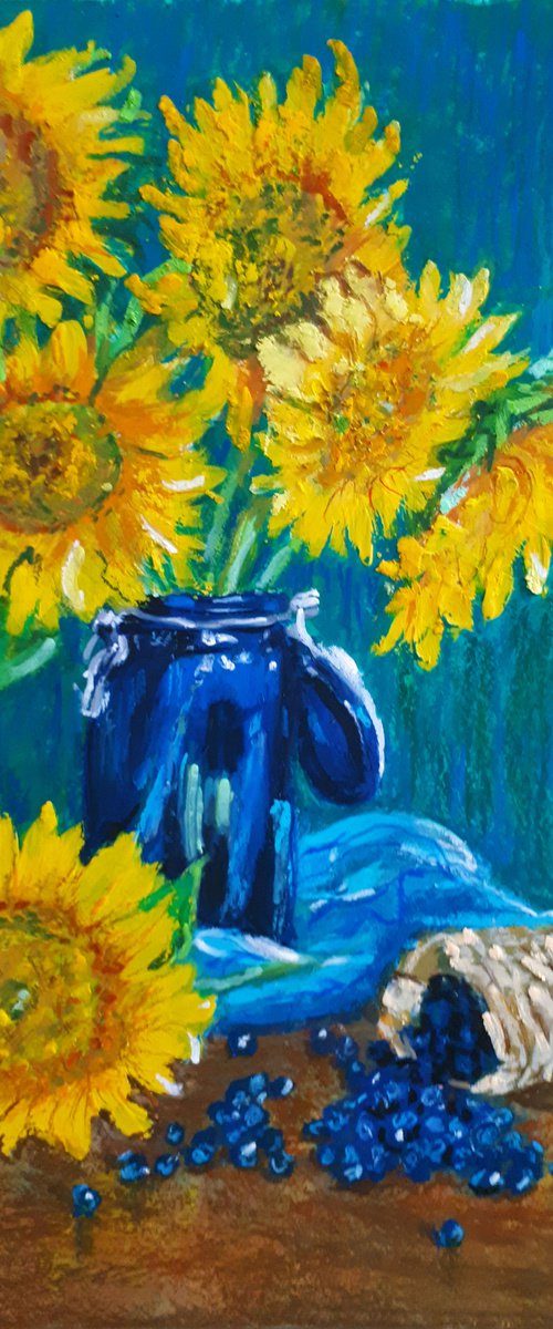 Sunflowers and Blueberries by Salana Art / Svetlana Samovarova