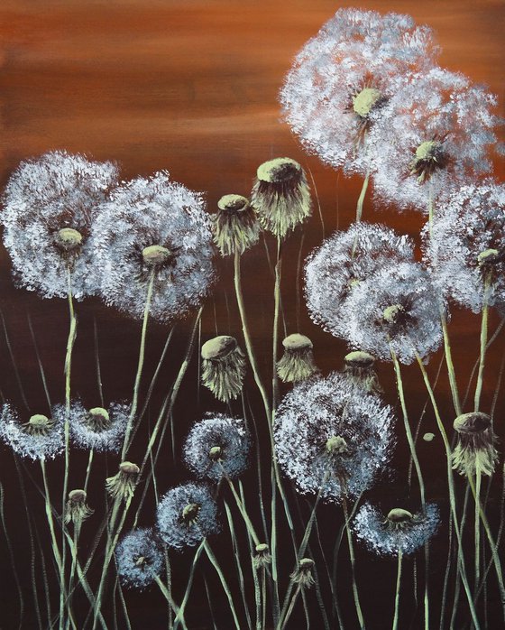 Dandelions II- EXTRA LARGE  Impressionistic Home decor Painting