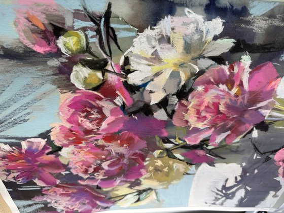 Morning, sun, peonies