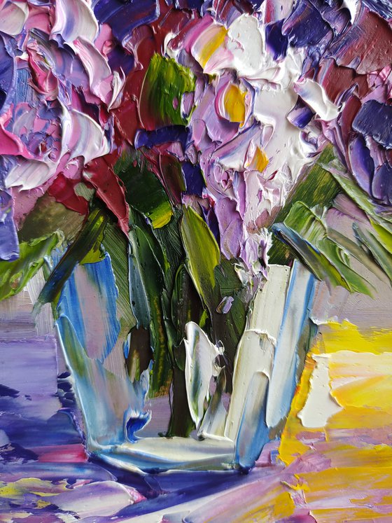 Spring sketch - oil painting, lilac, lilac bouquet, flowers, flowers oil painting, lilac flowers, gift for wedding, spring