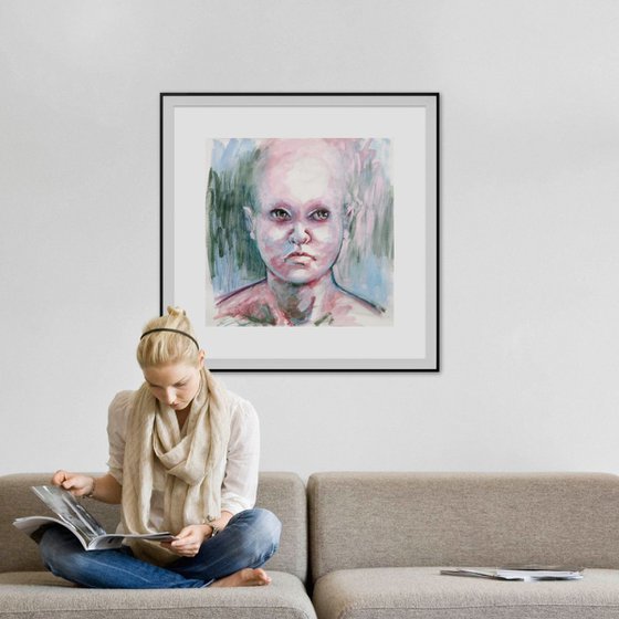 Face #5 - imaginary portrait large size - artwork on paper - 70X70 cm