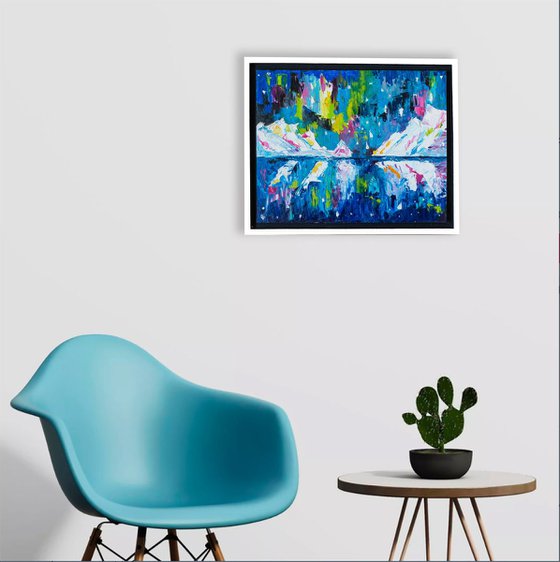 POLAR LIGHTS (framed 19''x15'')