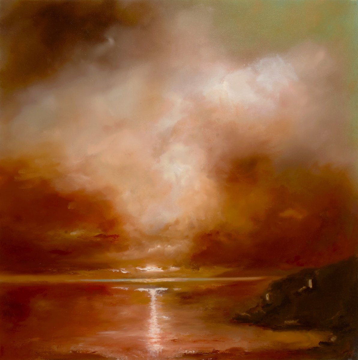 New Cornish Sunset, Cornwall By Rolf Marriott, 24 X 25, Artwork For Sale On Artfinder
