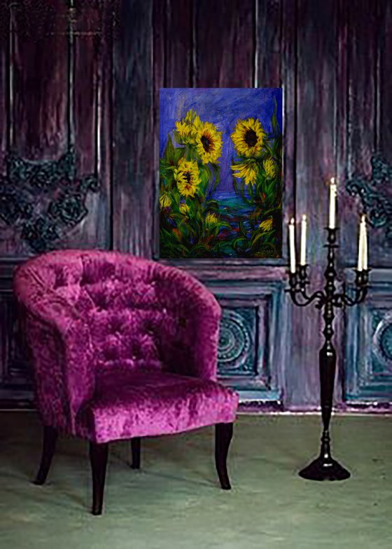 Sunflowers at Dusk