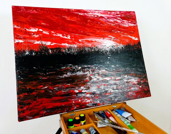 Red abstract landscape