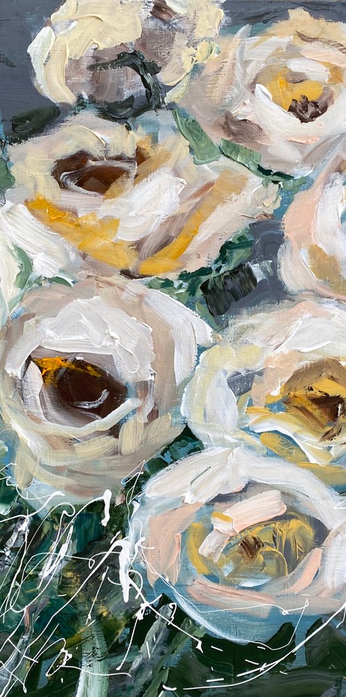 ROSES ON GRAY by Oksana Petrova