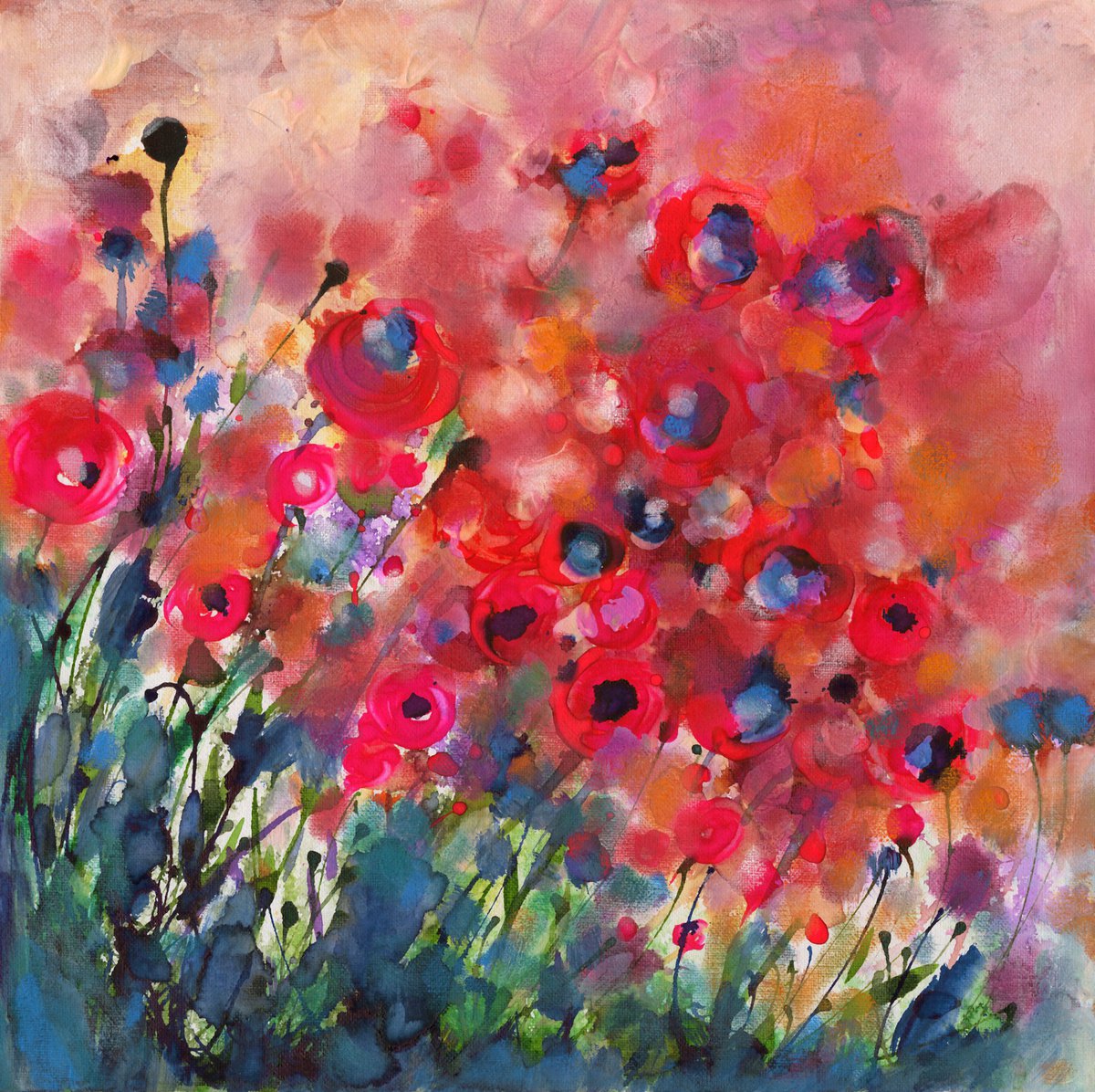 A Day In The Garden 4 - Flower Painting by Kathy Morton Stanion by Kathy Morton Stanion