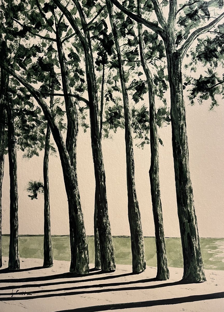 Impressionistic Landscape Painting By Cadiou Frederic, 13 X 17, Cap Coz Avenue, Original Artwork