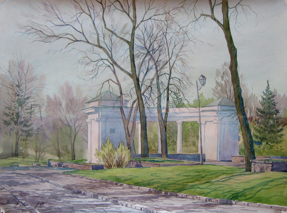 Impressionistic Landscape Watercolour By Valeriy Savenets-1, 16 X 12", April Morning, Original Artwork