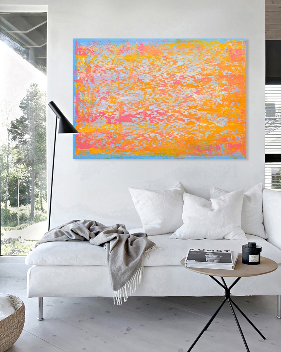 Abstract Oil Painting By Nataliia Sydorova, 51 X 35", Tropical Sky, Original Artwork