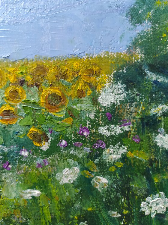 Landscape with sunflowers