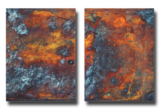 Dis/Integration XXII - Diptych- Two 16x12in Aluminium Panels