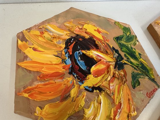 Triptiek Yellow Sunflower