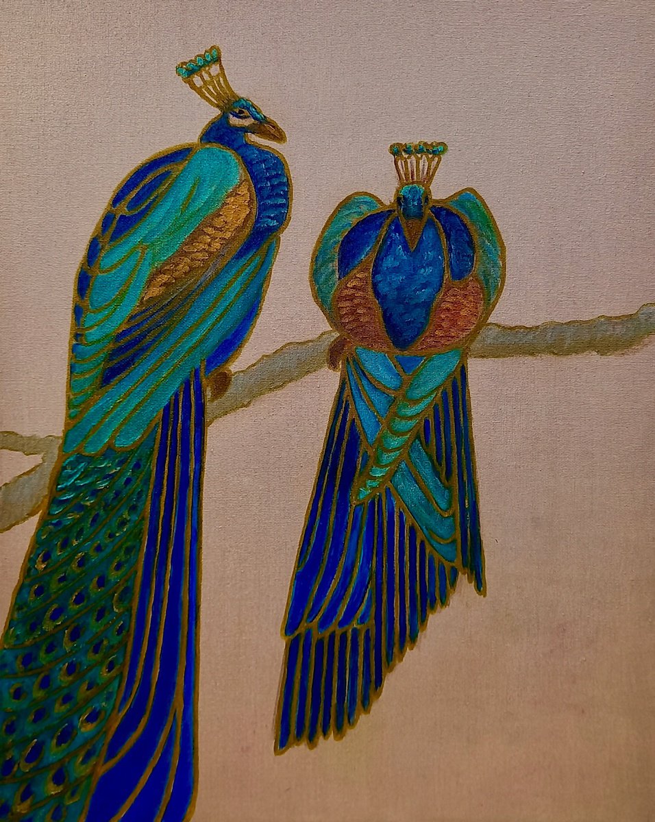 Oil Painting , Peacocks By Lee Campbell, 16 X 20, Artwork For Sale On Artfinder