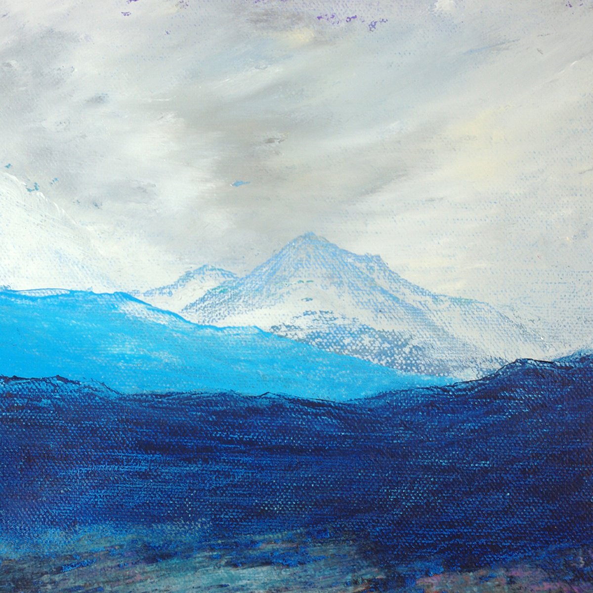 Impressionistic Landscape Acrylic Painting By Oconnart, 10 X 10", Snowdon In Winter, Original Artwork