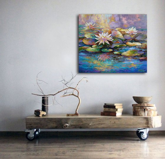 Waterlilies Pond - large Original oil Painting on Canvas