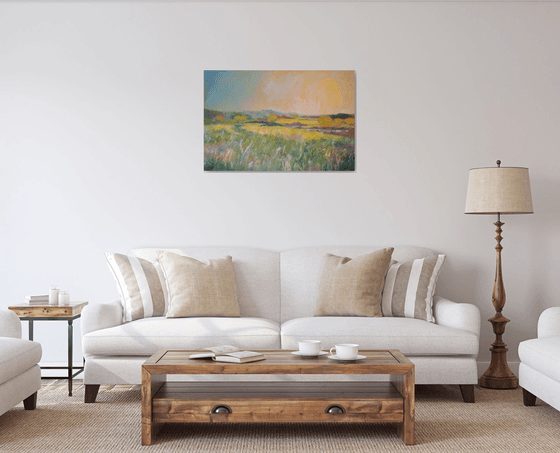 Misty sunrise, Original painting, Ready to hang by WanidaEm