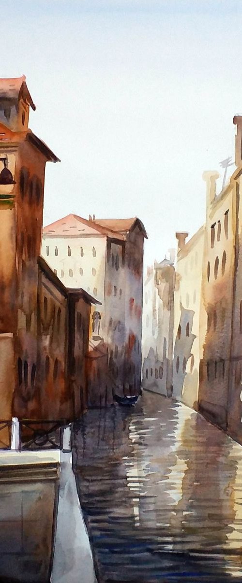 Beauty of Morning Venice - Watercolor Painting by Samiran Sarkar