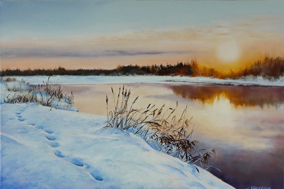 Winter Sunset on the River