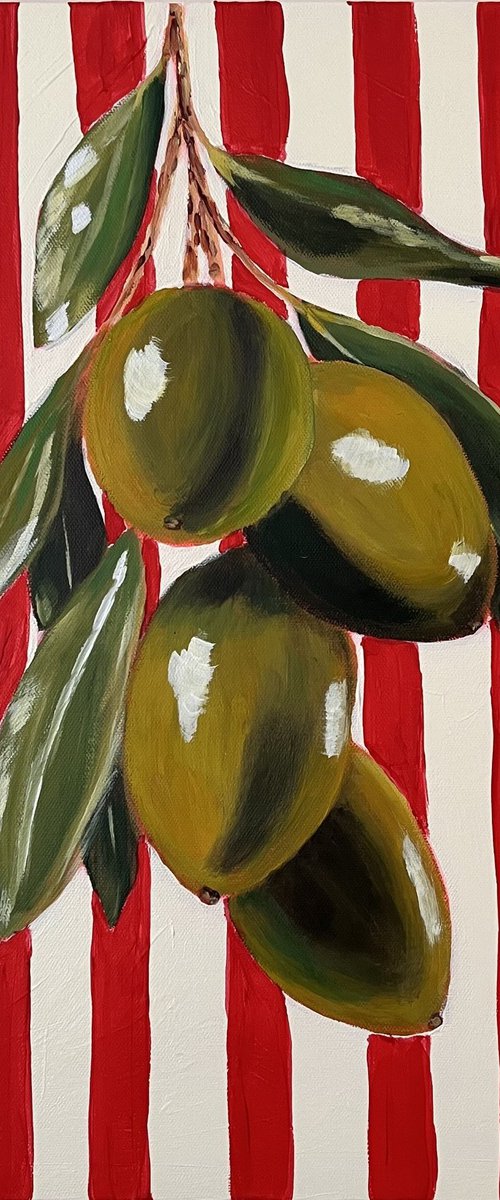 Vintage Striped Olives by Dal Kaur