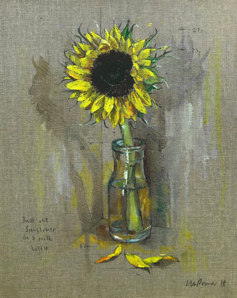 Sunflower Still Life By Luci Power, 9 X 12, Artwork For Sale On Artfinder