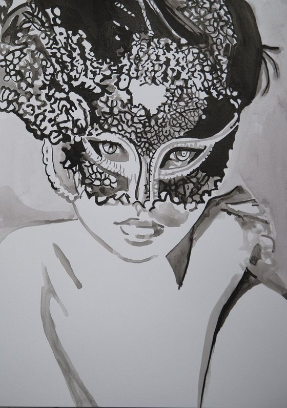 Under the mask XVI / 42 X 29.7 cm