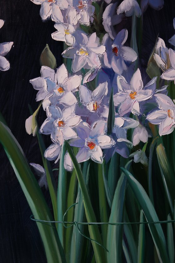 "Still life with white daffodils"