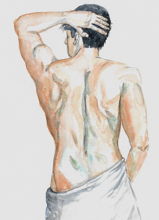 Nude back of a man