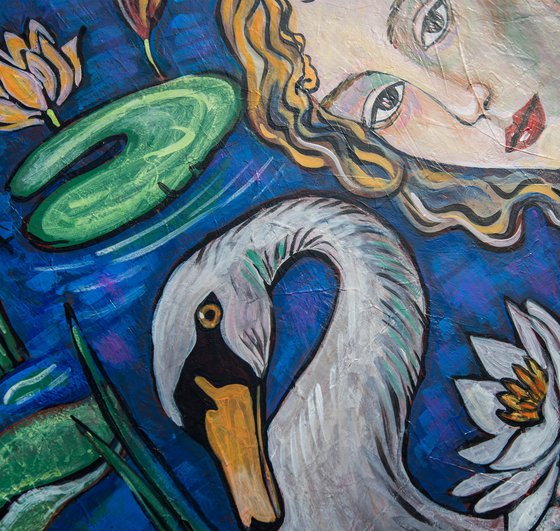 Woman and Swan. Nature 2