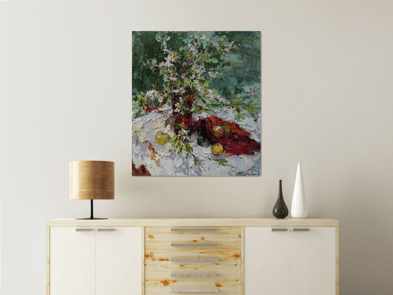 Still life with a blossoming pear