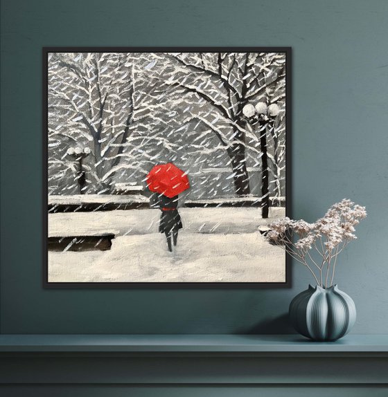 Lady with red umbrella