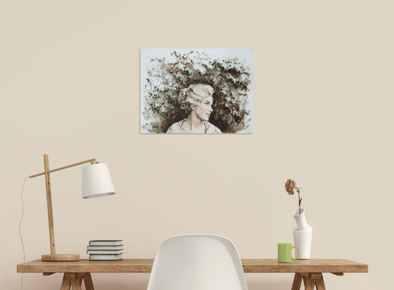 Marilyn Monroe as British lady - 19x14in contemporary minimalistic mixed media painting
