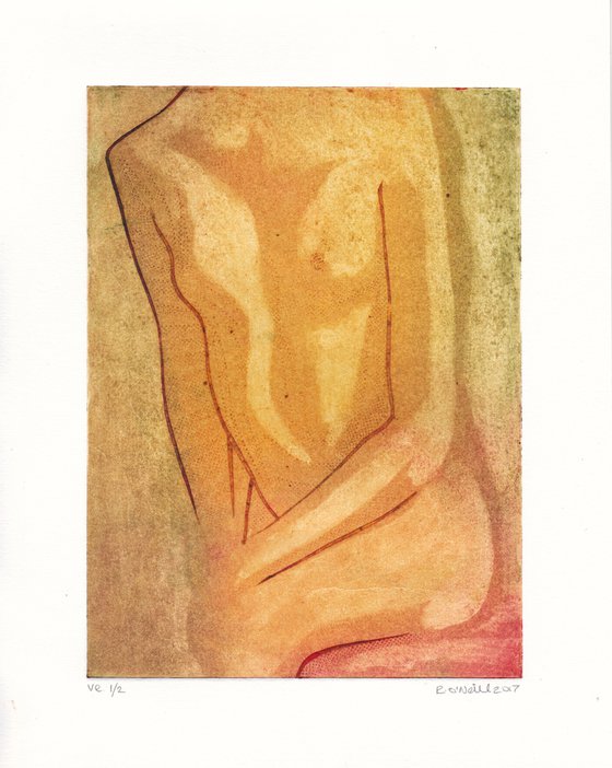 Seated female nude 2 variations of colour