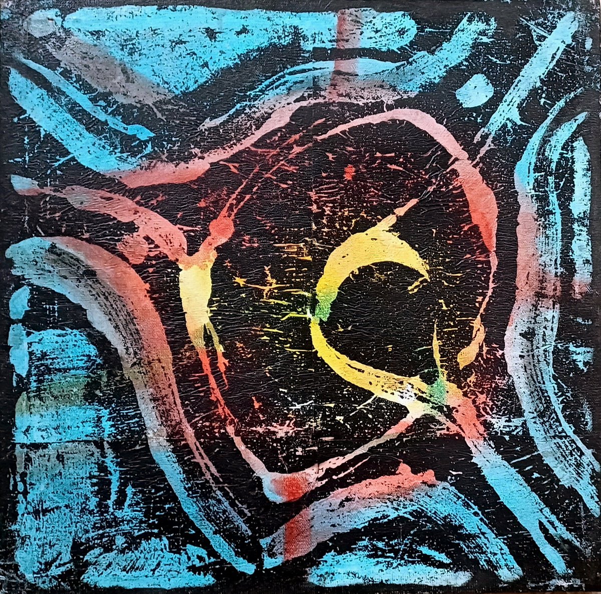 Abstract Acrylic Painting By Stanislav Bojankov, 16 X 16", Heart-Vi, Original Artwork