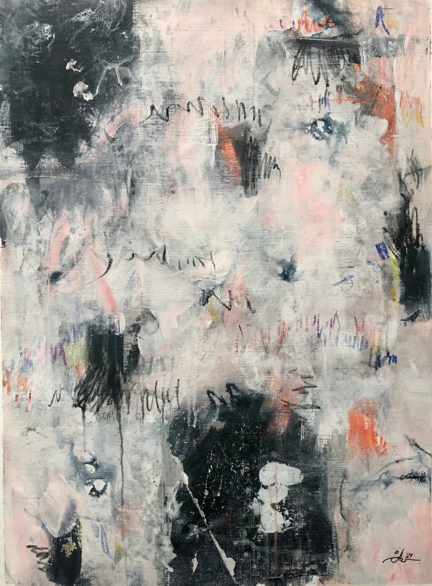 Organic Abstract Acrylic Painting By Alexandra Jagoda (Ovcharenko), 24 X 31, Dance Of Light And Shadow, Original Artwork