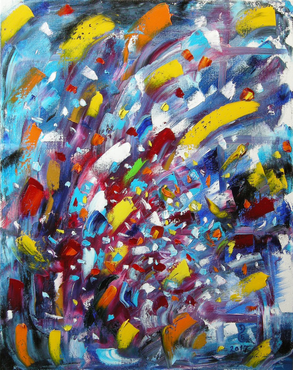 DECEMBER. 40x50cm. (Palette knife original emotional abstract oil painting) by Gala Sobol