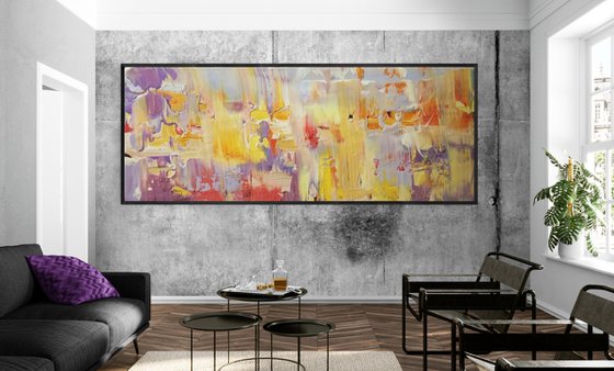 Super huge abstract painting - "Bright reflection" - Abstraction - Huge Abstraction - 350x130 cm