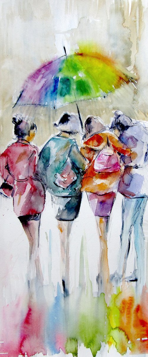 Girlfriends under the umbrella by Kovács Anna Brigitta