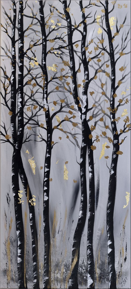 Golden Forest 2 - Acrylic Painting on Stretched Canvas - Abstract Art