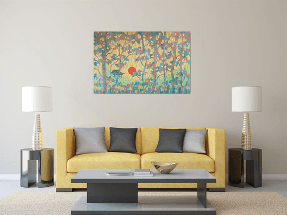 Warm Sunset in the Oriental Forest