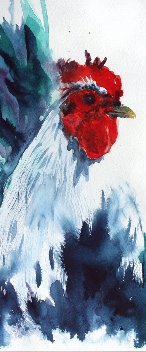 Rooster... - Pet portrait /  ORIGINAL PAINTING by Salana Art / Svetlana Samovarova