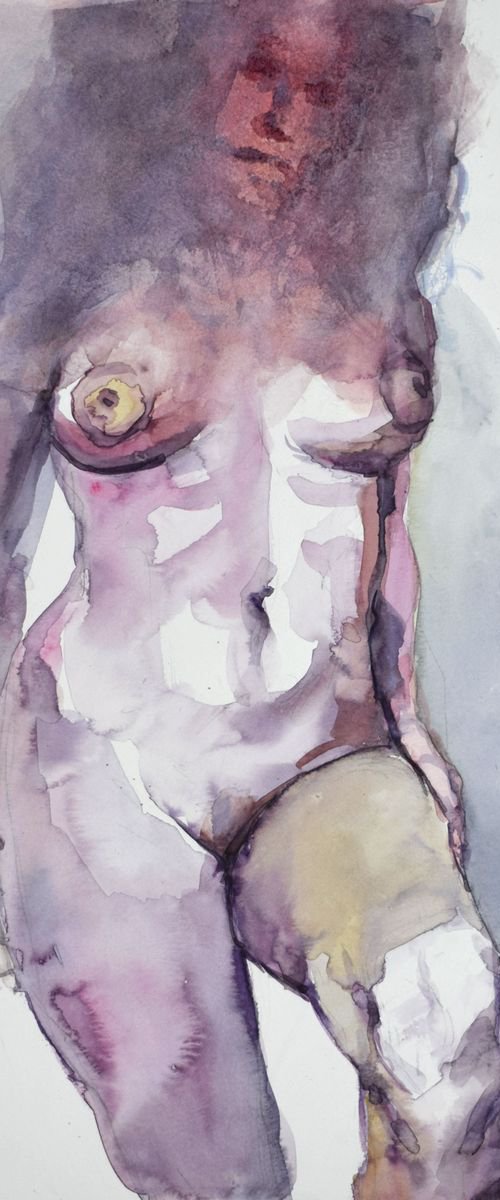 nude with knee forward by Goran Žigolić Watercolors