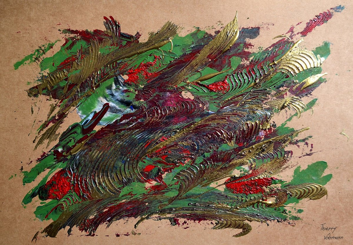 Abstract Acrylic Painting By Thierry Vobmann. Abstract ., 17 X 12", Natural Style 4, Original Artwork