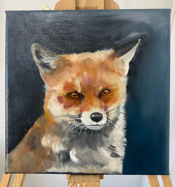 Fox oil painting